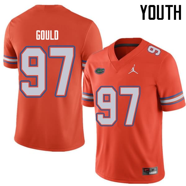 Youth NCAA Florida Gators Jon Gould #97 Stitched Authentic Jordan Brand Orange College Football Jersey UXL3865BV